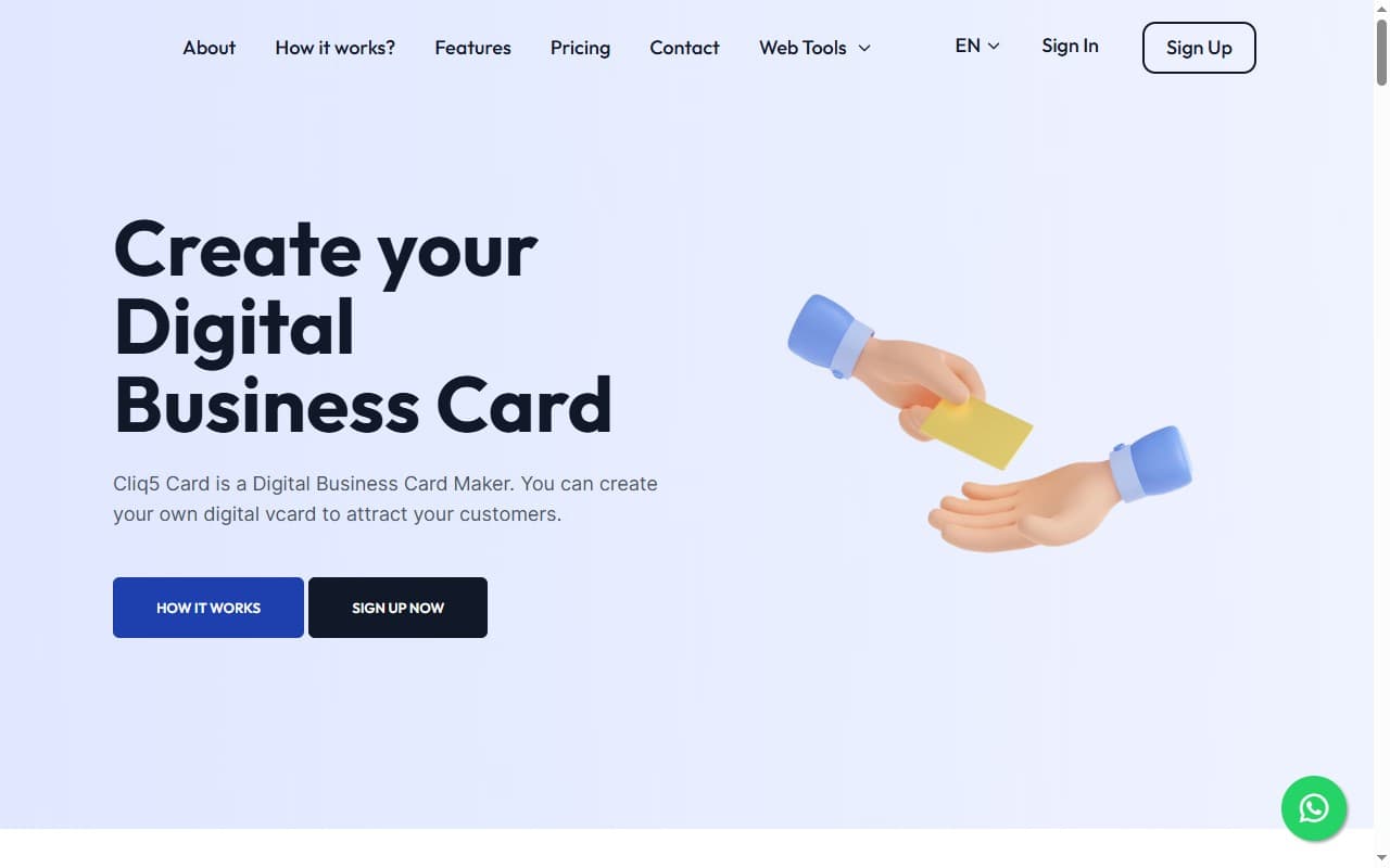 Cliq5 — A digital business card (vCard) maker with an all-in-one WhatsApp store.