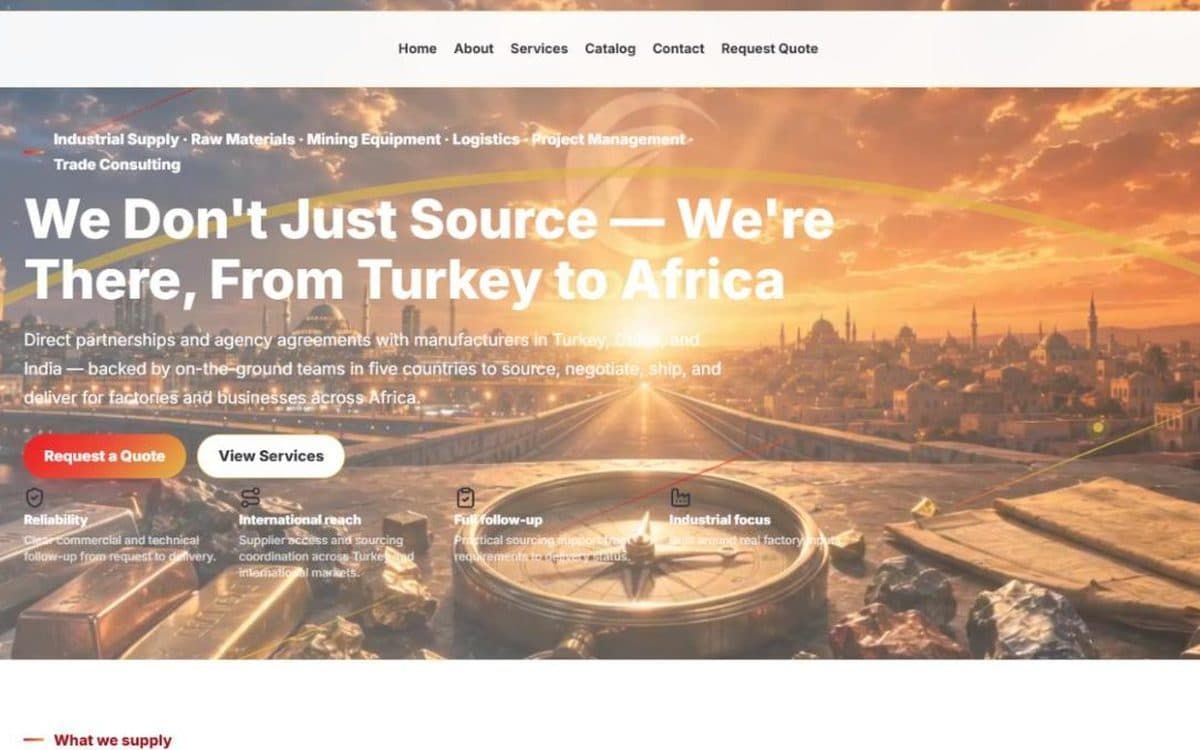 SUDATURK — Website for a supply company linking factories and traders in Sudan and Africa with suppliers in Turkey, with a catalogue and quote requests.